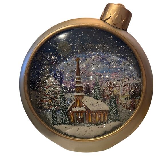 Snow Globe Church Illuminated Animated Glitter Jumbo Ornament Snow Globe - Picture 1 of 5
